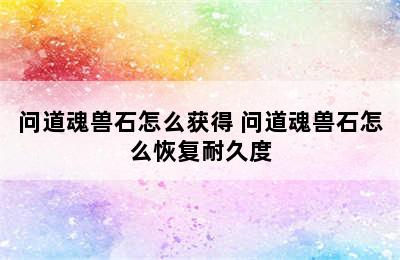 问道魂兽石怎么获得 问道魂兽石怎么恢复耐久度